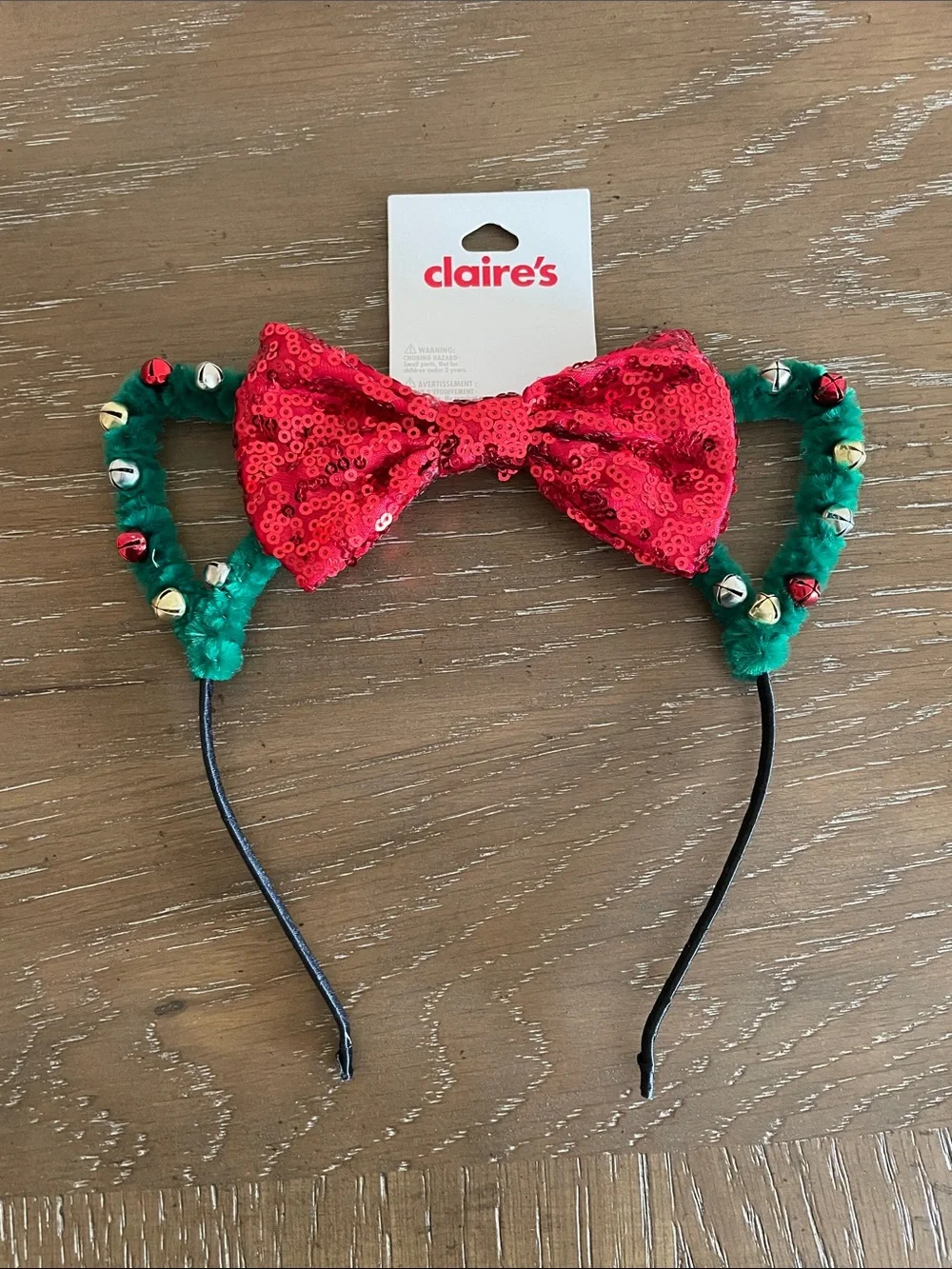💖 Pick three $15 - Claire's Red Sequin Bow Headband with Green Bell Accents